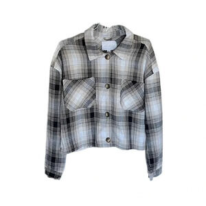 Ashley by 26 International Plaid Cropped Long Sleeve Button Down Women’s Small
